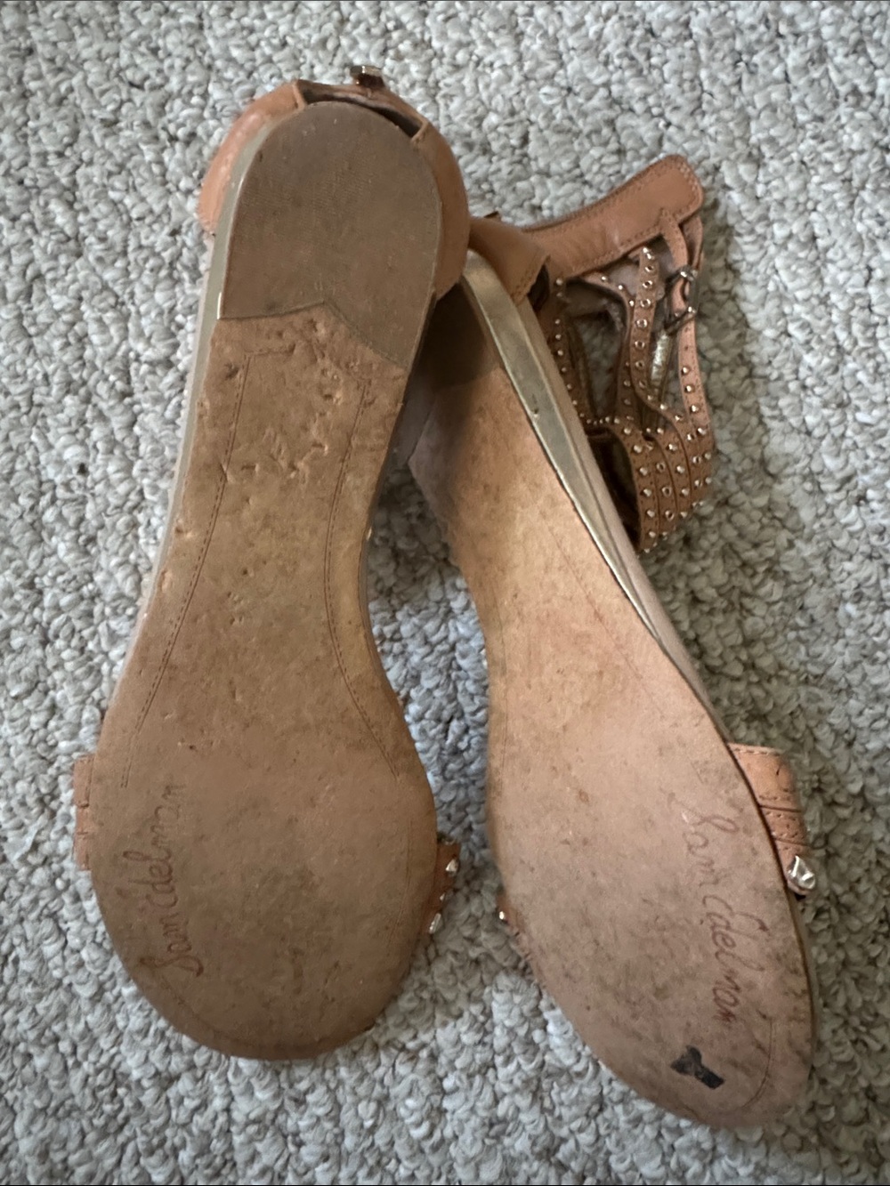 Sam Edelman Tan Studded Ankle-Strap Sandals - Picture 3 of 3